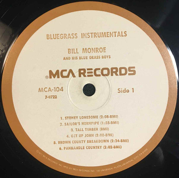 Bill Monroe And His Blue Grass Boys* : Bluegrass Instrumentals (LP, Comp, RE)