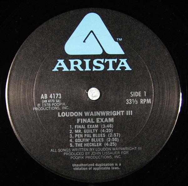 Loudon Wainwright (Ⅲ)* : Final Exam (LP, Album, Ter)