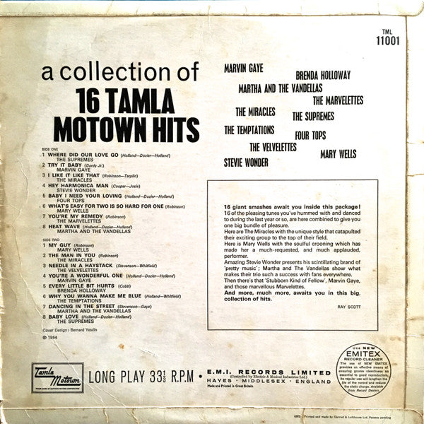Various : A Collection Of 16 Tamla Motown Big Hits (LP, Comp, Mono)