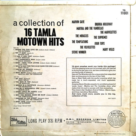 Various : A Collection Of 16 Tamla Motown Big Hits (LP, Comp, Mono)