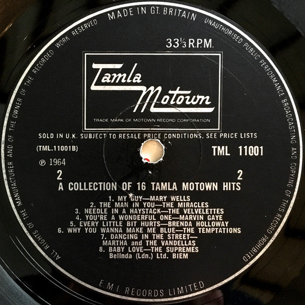 Various : A Collection Of 16 Tamla Motown Big Hits (LP, Comp, Mono)