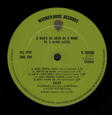 Faces (3) : A Nod's As Good As A Wink...To A Blind Horse (LP, Album)