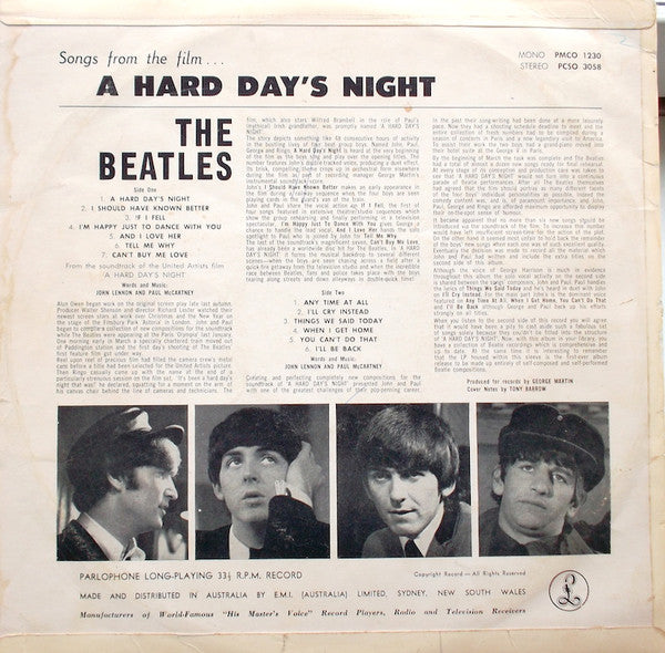 The Beatles : A Hard Day's Night (LP, Album, Mono)