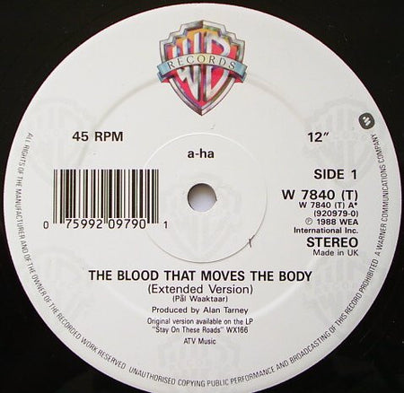 a-ha : The Blood That Moves The Body (12", Single, Ltd, Pos)