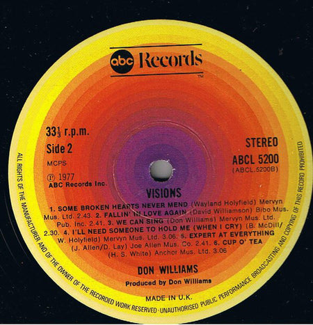 Don Williams (2) : Visions (LP, Album)