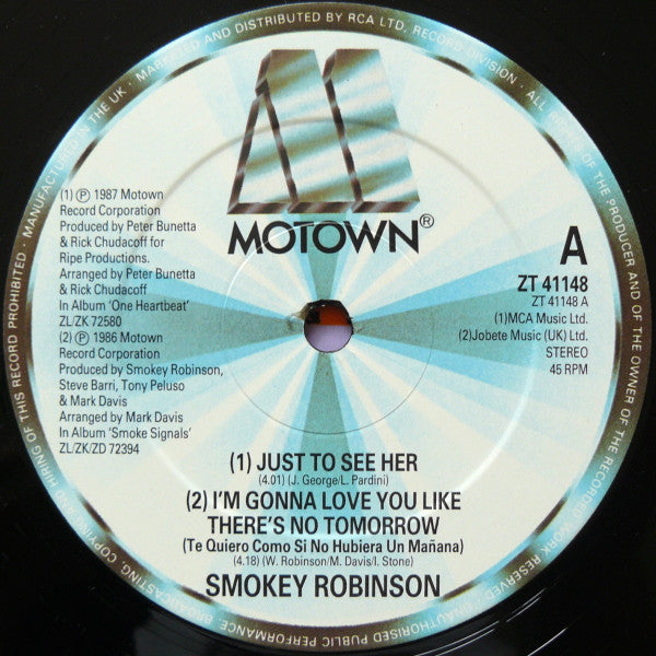 Smokey Robinson : Just To See Her (12", Single)