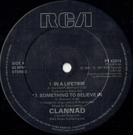 Clannad : In A Lifetime (12", Single, RE)