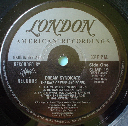 The Dream Syndicate : The Days Of Wine And Roses (LP, Album, RE)