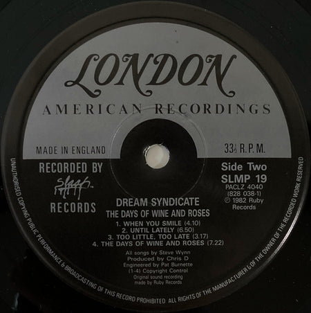 The Dream Syndicate : The Days Of Wine And Roses (LP, Album, RE)