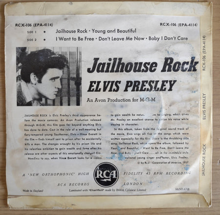 Elvis Presley : Jailhouse Rock (7", Album, EP, RP, 4-p)