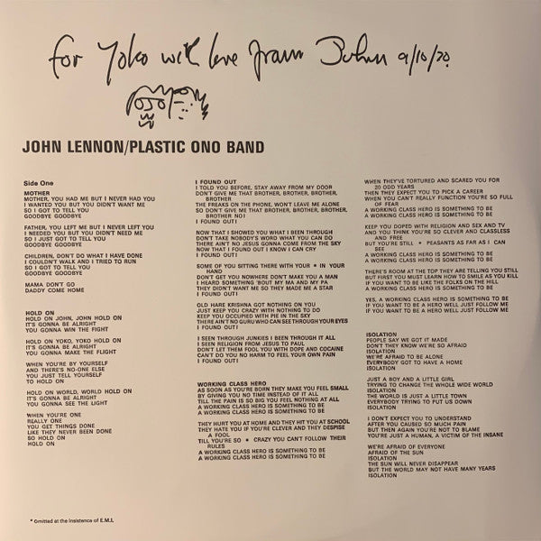 John Lennon / Plastic Ono Band* : John Lennon / Plastic Ono Band (LP, Album, RE + LP)