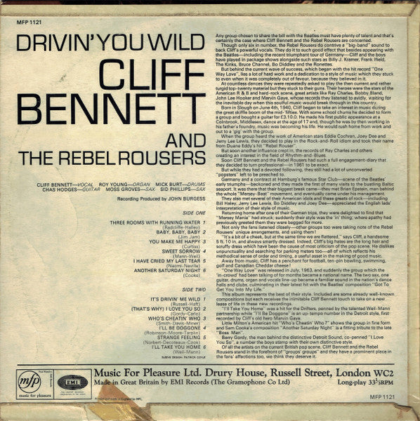 Cliff Bennett & The Rebel Rousers : Drivin' You Wild (LP, Album, Mono)