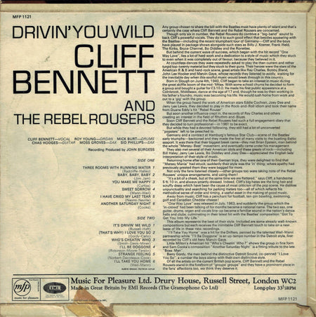 Cliff Bennett & The Rebel Rousers : Drivin' You Wild (LP, Album, Mono)