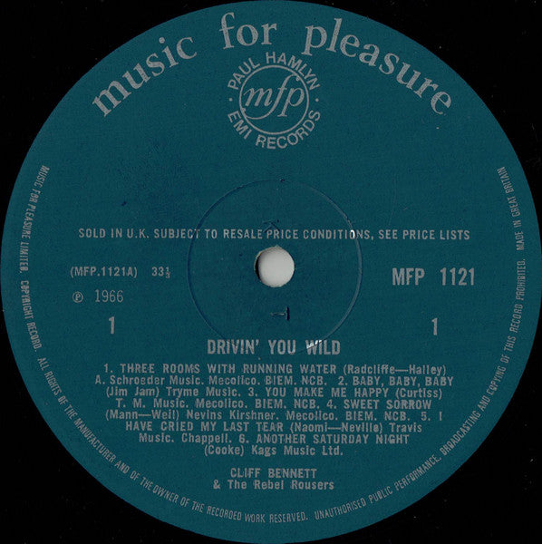 Cliff Bennett & The Rebel Rousers : Drivin' You Wild (LP, Album, Mono)