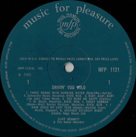Cliff Bennett & The Rebel Rousers : Drivin' You Wild (LP, Album, Mono)