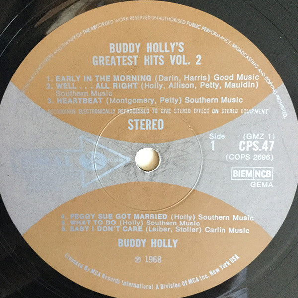 Buddy Holly : Buddy Holly's Greatest Hits Volume Two (LP, Comp, RE)