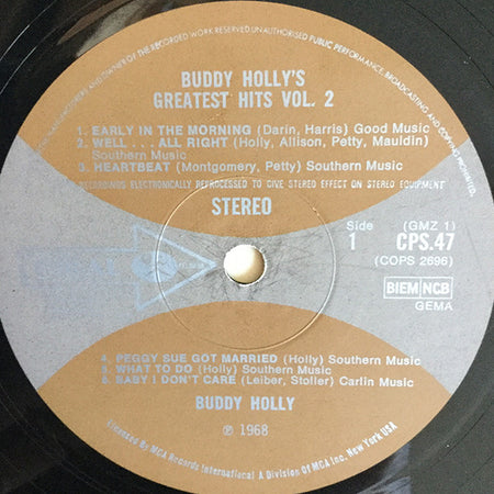 Buddy Holly : Buddy Holly's Greatest Hits Volume Two (LP, Comp, RE)