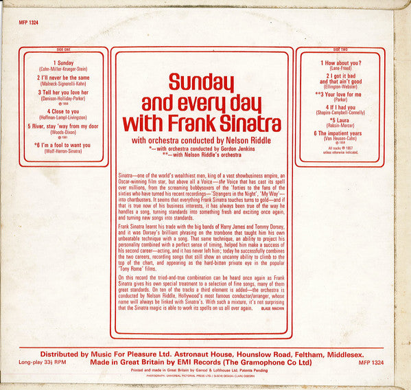 Frank Sinatra : Sunday And Every Day With Frank Sinatra (LP, Comp, Red)