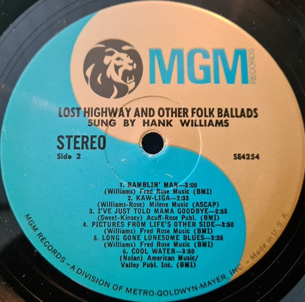 Hank Williams : Lost Highway And Other Folk Ballads (LP, Comp)