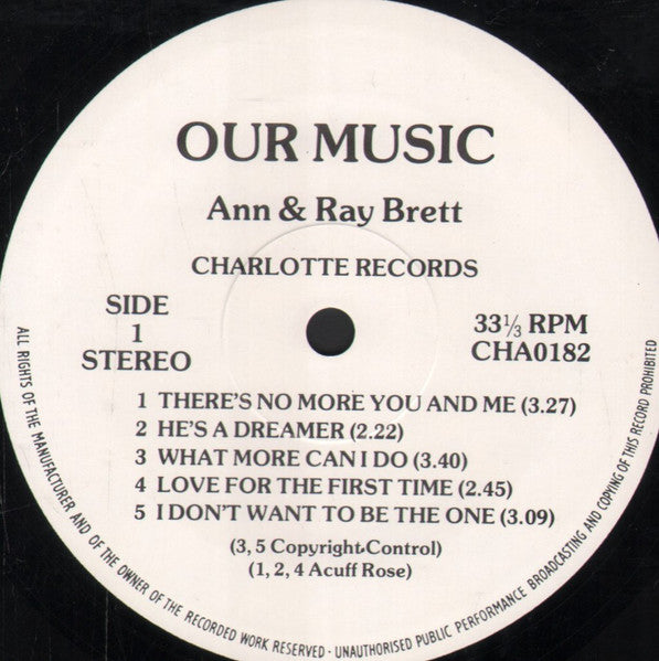 Ann & Ray Brett : Our Music (LP, Album)