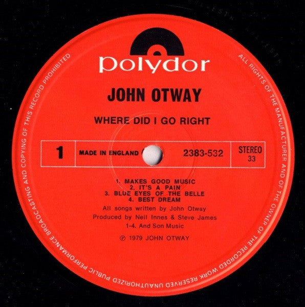John Otway : Where Did I Go Right? (LP, Album)