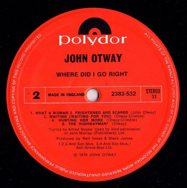 John Otway : Where Did I Go Right? (LP, Album)
