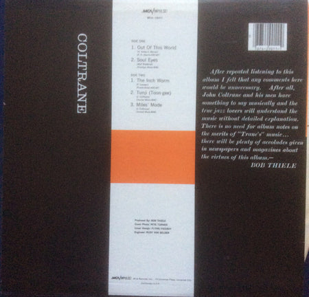 The John Coltrane Quartette* : Coltrane (LP, Album, RE, RM, Glo)