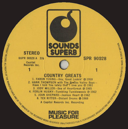 Various : Country Greats (LP, Comp, UK )