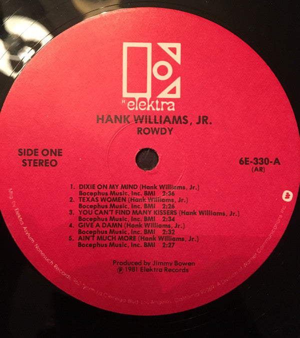 Hank Williams Jr. : Rowdy (LP, Album, All)