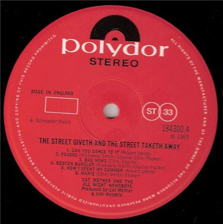 Cat Mother And The All-Night Newsboys : "The Street Giveth...And The Street Taketh Away." Cat Mother 3:14 (LP, Album)