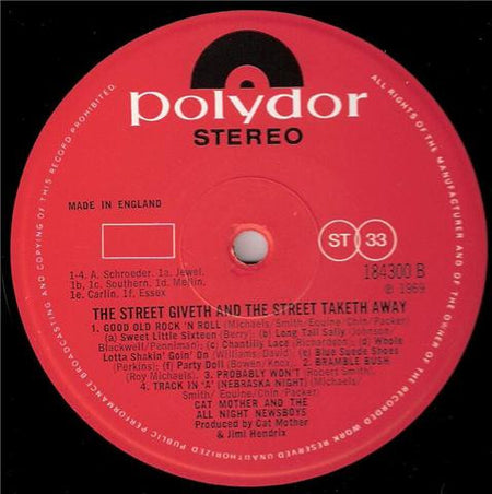 Cat Mother And The All-Night Newsboys : "The Street Giveth...And The Street Taketh Away." Cat Mother 3:14 (LP, Album)