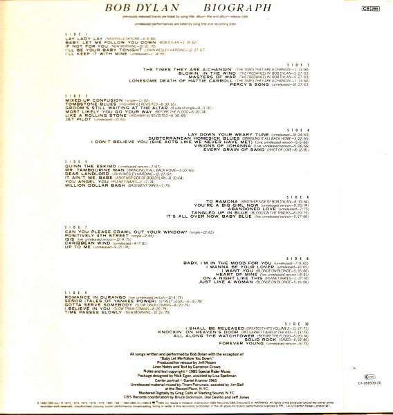Bob Dylan : Biograph (5xLP, Comp + Box)