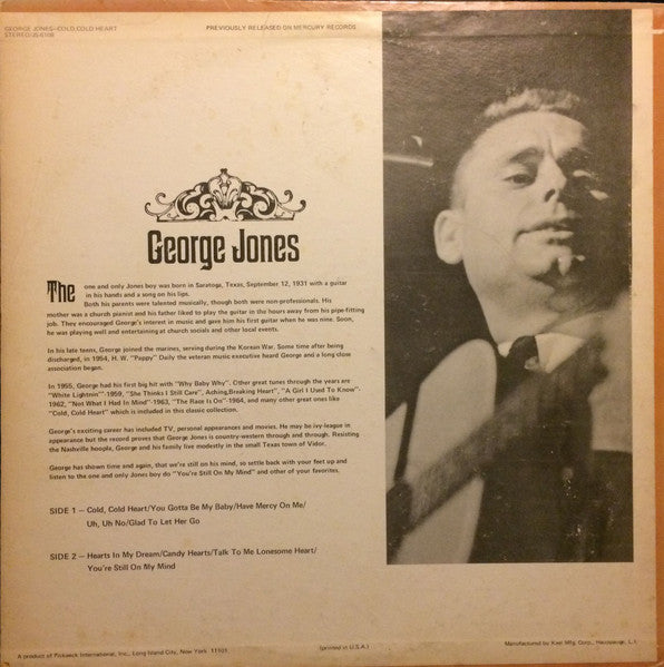 George Jones (2) : Cold, Cold Heart (LP, Comp)
