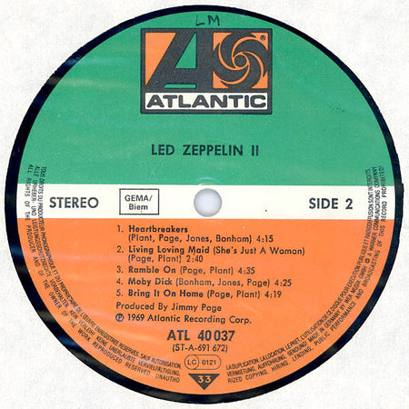 Led Zeppelin : Led Zeppelin II (LP, Album, RE, Gat)
