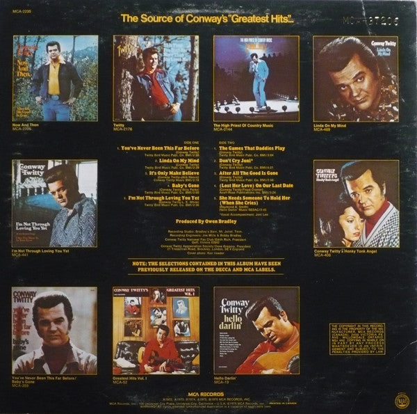 Conway Twitty : Conway Twitty's Greatest Hits Vol. II (LP, Comp)