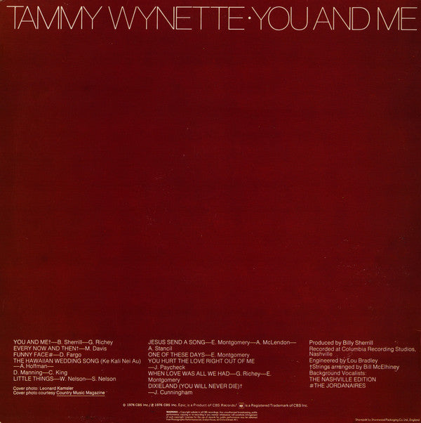Tammy Wynette : You And Me (LP, Album)