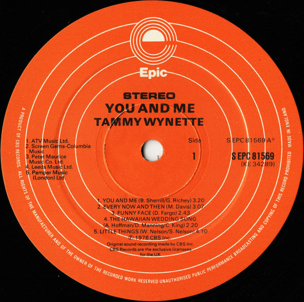 Tammy Wynette : You And Me (LP, Album)
