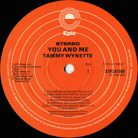 Tammy Wynette : You And Me (LP, Album)