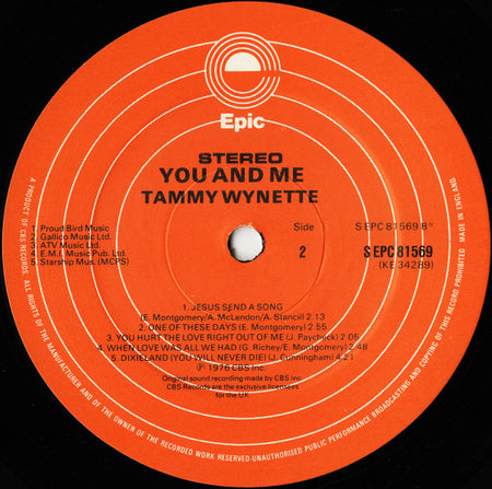 Tammy Wynette : You And Me (LP, Album)
