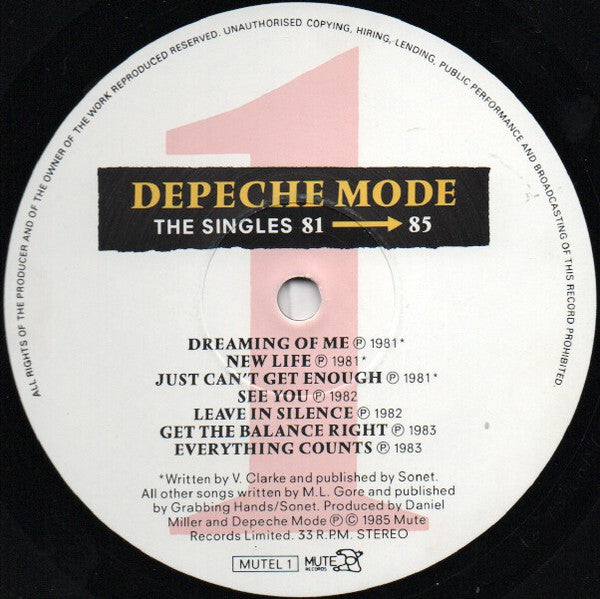 Depeche Mode : The Singles 81 → 85 (LP, Comp, Gat)