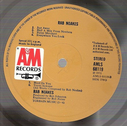 Rab Noakes : Rab Noakes (LP, Album)