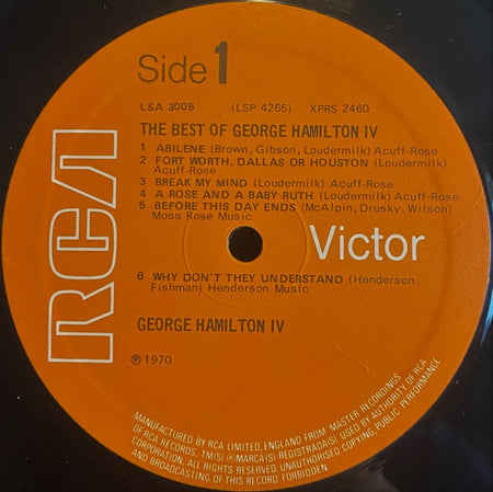 George Hamilton IV : The Best Of George Hamilton IV Vol 1 (LP, Comp, RE, Ora)
