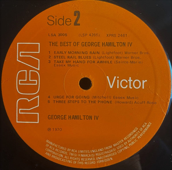 George Hamilton IV : The Best Of George Hamilton IV Vol 1 (LP, Comp, RE, Ora)