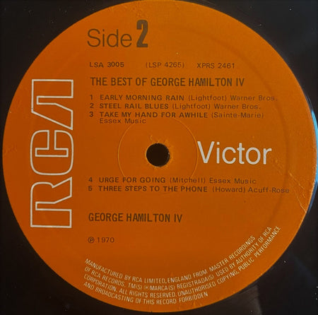 George Hamilton IV : The Best Of George Hamilton IV Vol 1 (LP, Comp, RE, Ora)