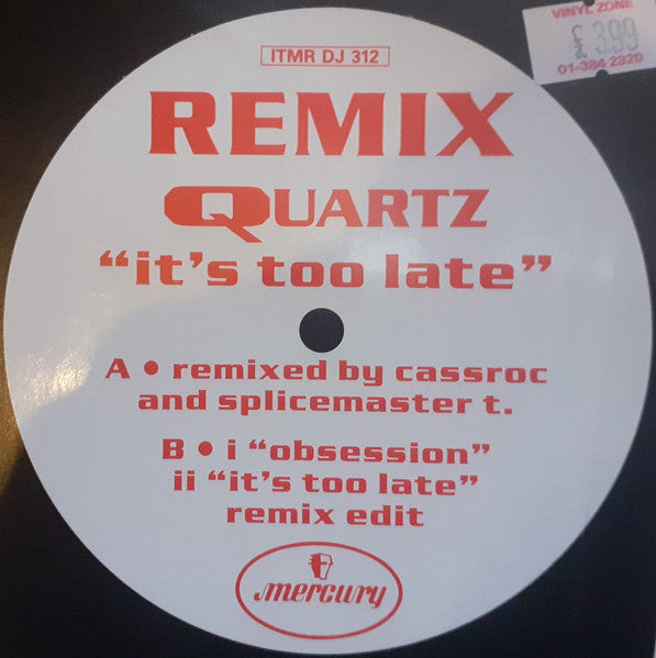 Quartz (2) : It's Too Late (12", Single, Promo)