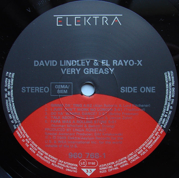David Lindley And El Rayo-X : Very Greasy (LP, Album)