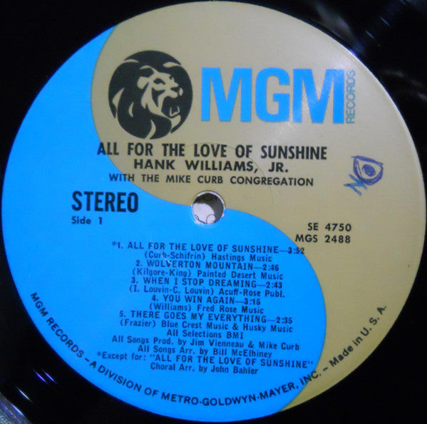 Hank Williams Jr. With Mike Curb Congregation : All For The Love Of Sunshine (LP, Album)