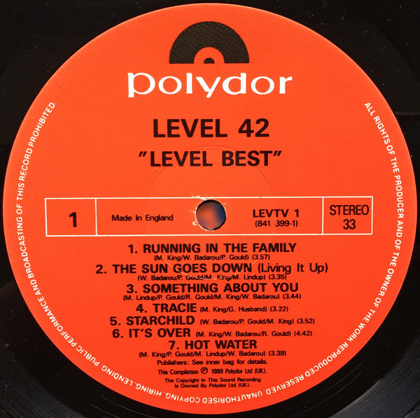 Level 42 : Level Best (LP, Album, Comp, Glo)