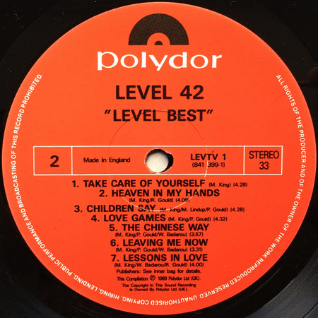 Level 42 : Level Best (LP, Album, Comp, Glo)