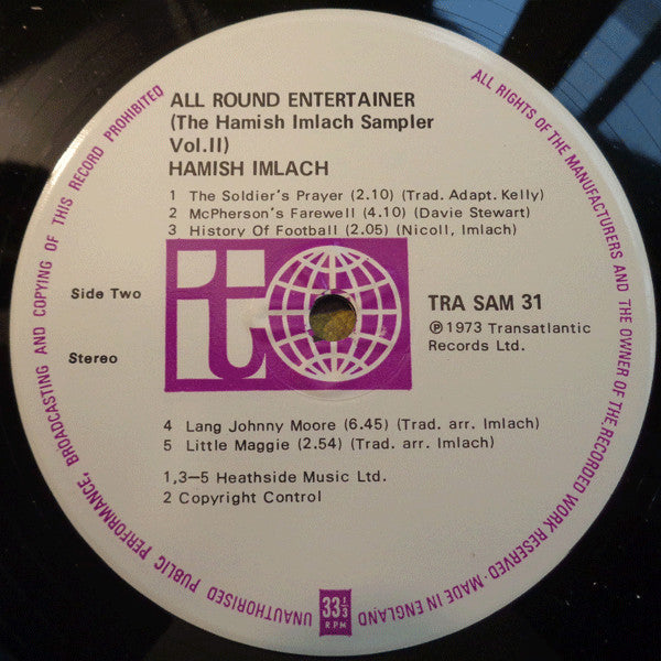 Hamish Imlach : All Round Entertainer, Sampler Vol. 2 (LP, Comp)